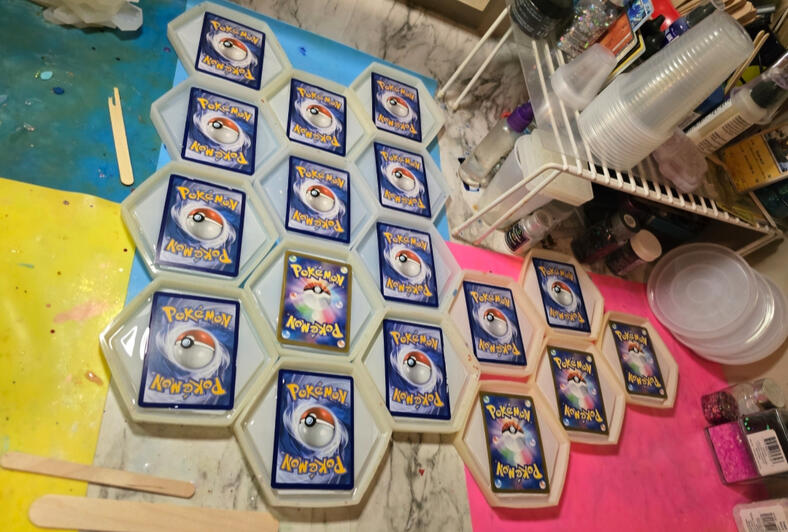 Pour my base and add the cards